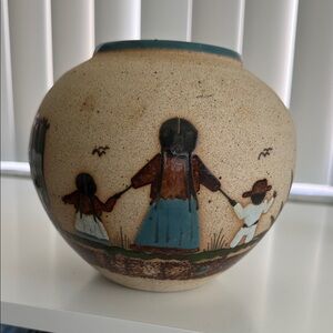 Handcrafted  Stone Vase with Family Design